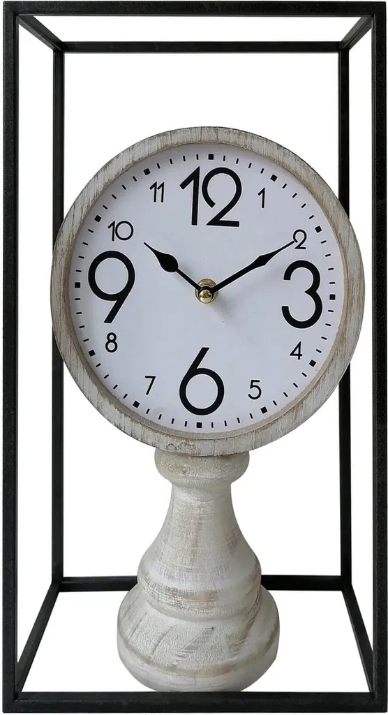 Orologio Scrivania Rebecca Mobili Vintage Nero Bianco Metallo