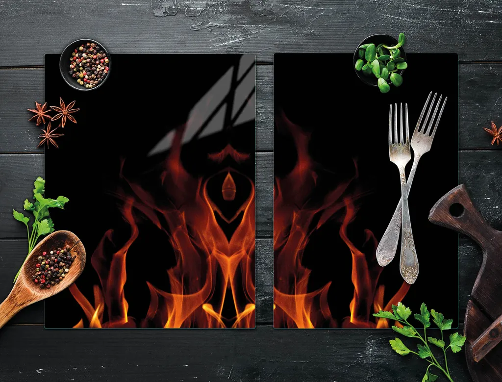 Copri Fornelli Induzione 75x52 in Vetro Nero - Set 2 Pezzi Eleganti - 4