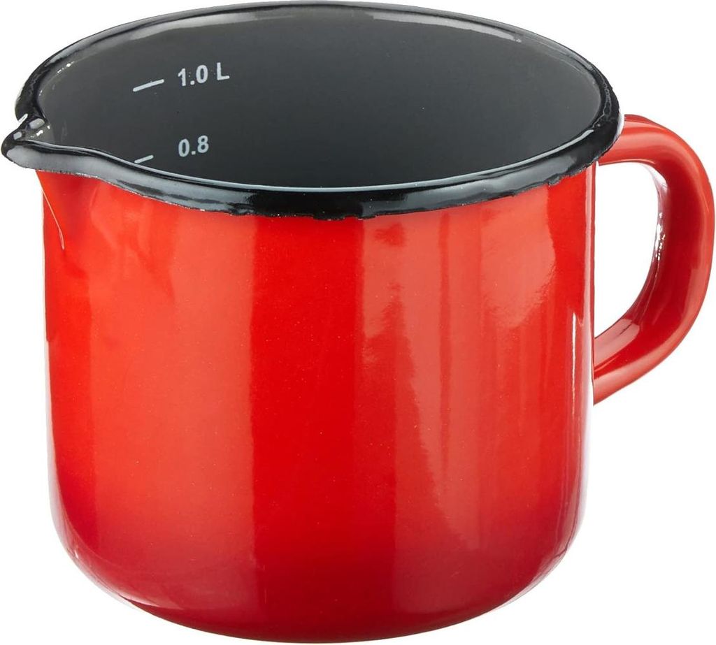 KRÜGER 1712RO Milchtopf mit Ausguss 1000 ml Rot-Grau mit Produktbild 