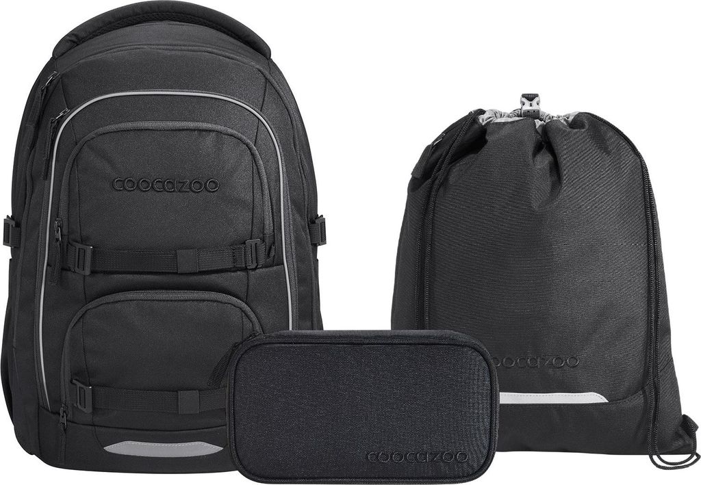 Coocazoo Porter Black Coal Schulrucksack Set 3tlg.