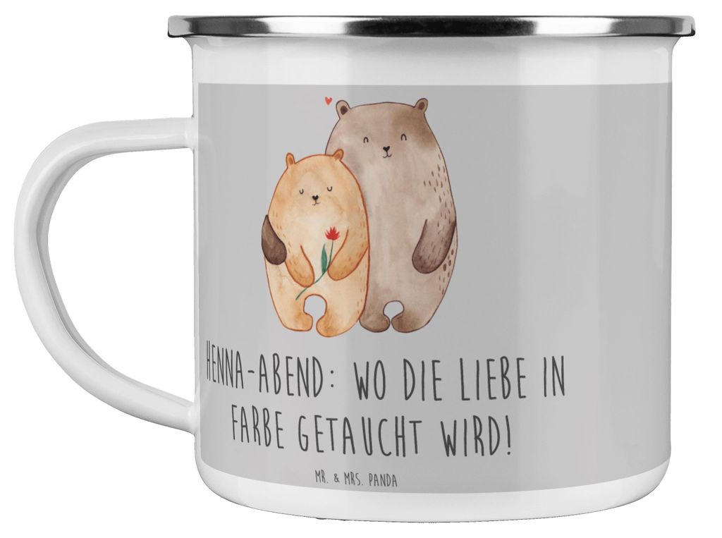 Mr. & Mrs. Panda Teetasse Henna-Abend Farbenliebe - Heather Grey - Geschenk, Emaille Becher, Heiraten, Liebe, magischer Abend, Braut, Hochzeit, Tas...