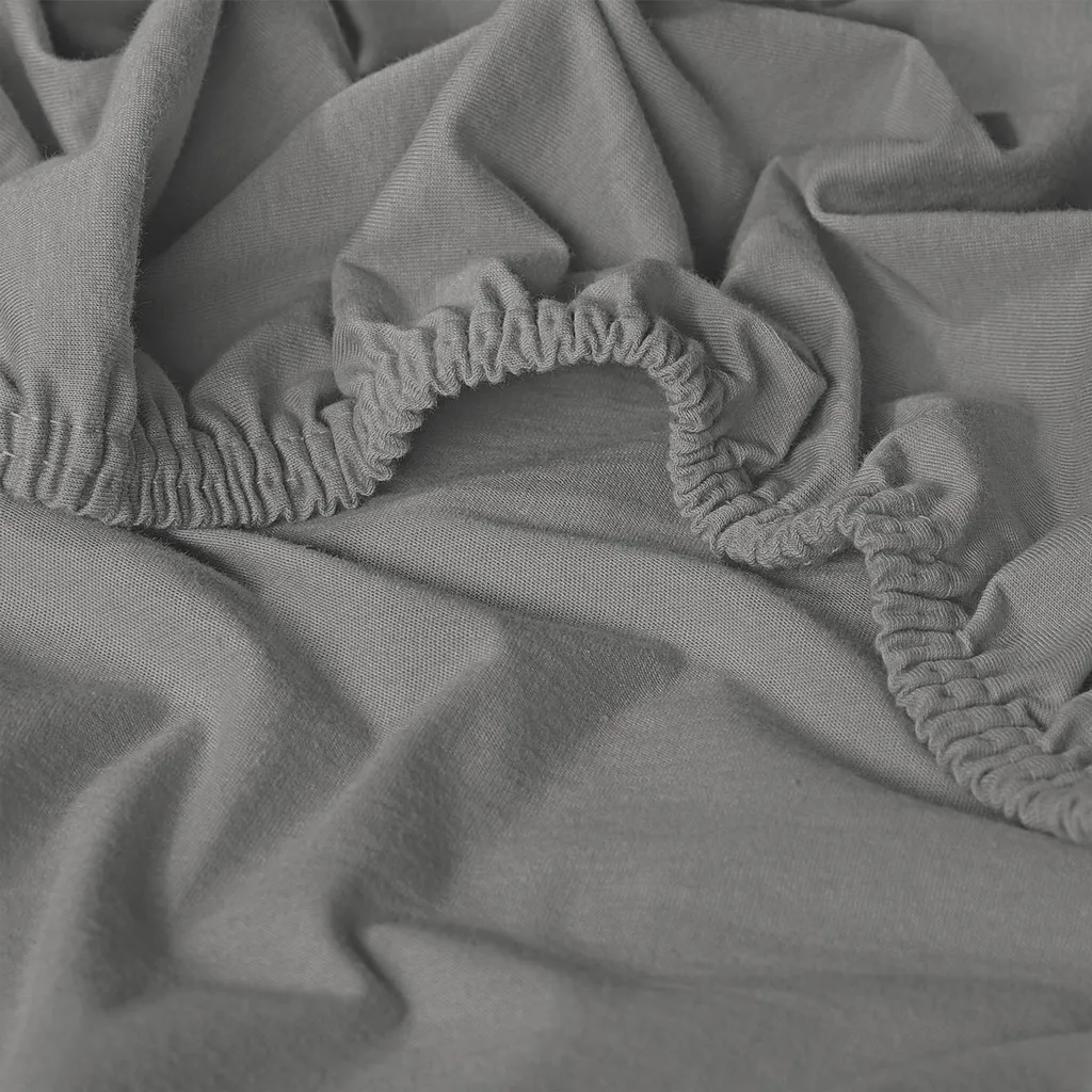 CloudComfort Basic: 4 Lenzuola Jersey Grigio Argento 180x190-200x200 - 4