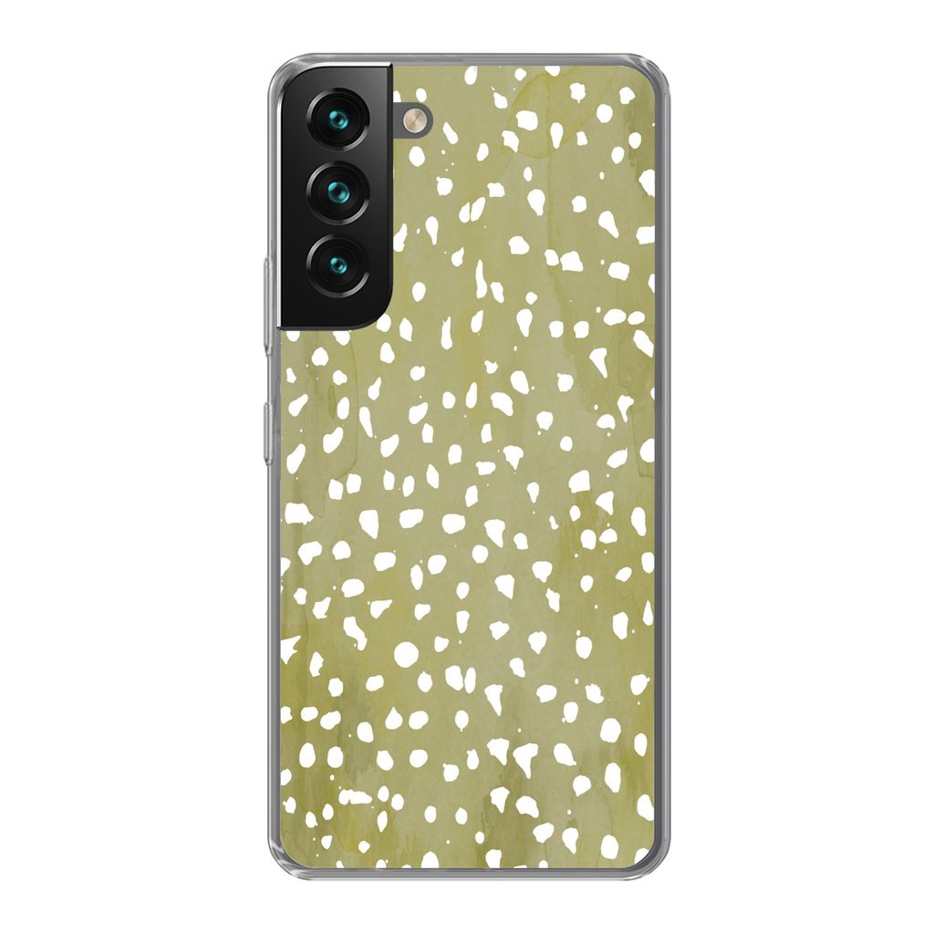 MuchoWow Handyhülle Schutzhülle Hülle für Samsung Galaxy S22 Plus Polka dots - Weiß - Grün Silikon Softcase Handy Hülle - Schutzabdeckung