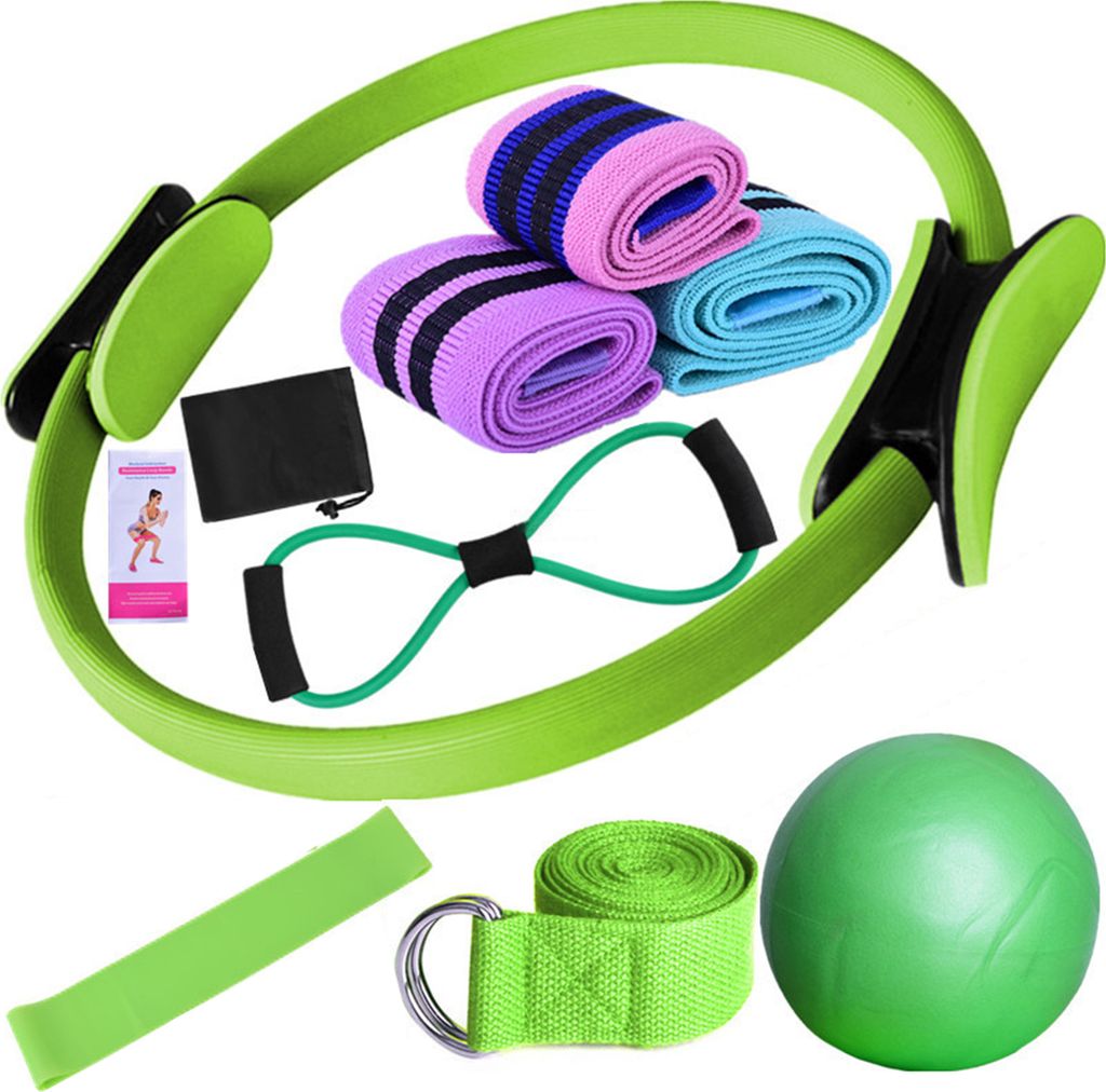 11-teiliges Yoga-Fitness-Kit mit Pilates-Ring, Yoga-Ball, Glute-Booty-Band, Figur 8, Widerstandsband, Dehnungsgürtel, Heim-Fitnessstudio-Fitnessge...