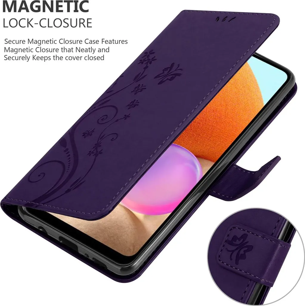 Custodia Samsung A32 4G Viola a Fiori - Cover Protettiva Cadorabo Chic - 5