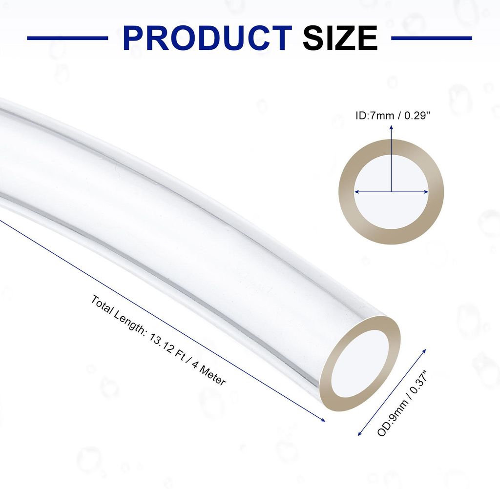 PVC Schlauch 7mm ID x 9mm OD (4 Meter) - Aquarium Schl?uche - Gummischlauch Bierschlauch flexibel, lebensmitteltauglich & transparent fš¹r Trinkw...