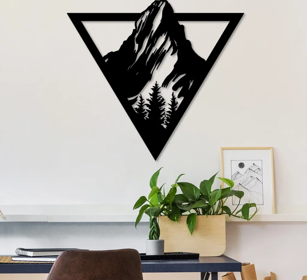Wallity Matterhorn Metallo Nero 48x53 cm | Quadro Moderno 3D Acciaio