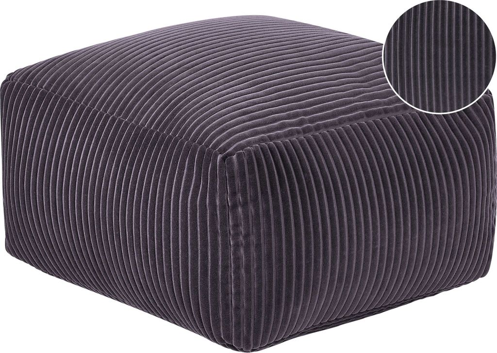 BELIANI Pouf Dunkelgrau Cord 50 x 50 cm mit EPS-Perlen Produktbild 