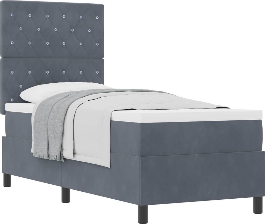 Boxspringbett mit Matratze Dunkelgrau 80 x 200 cm Samt