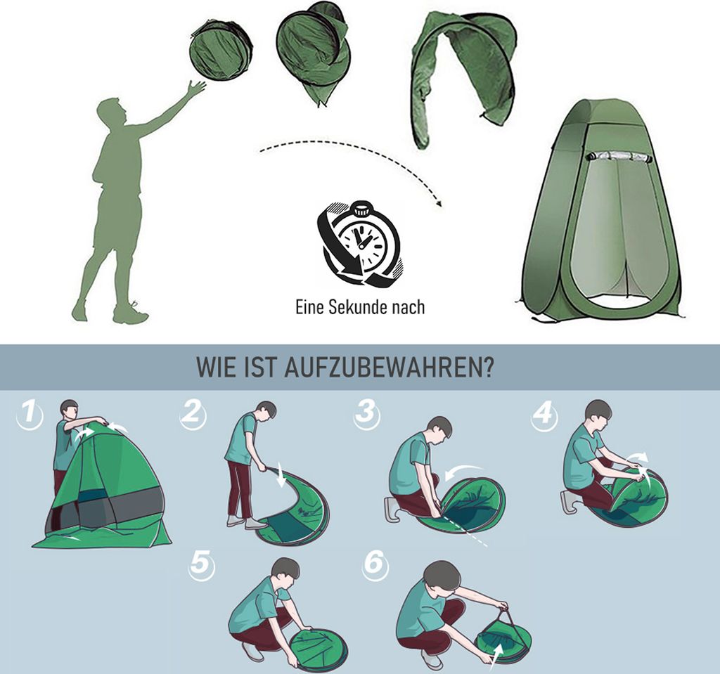 Freetoo Campingzelt, Duschzelt mit Reißverschluss, Produktbild 7
