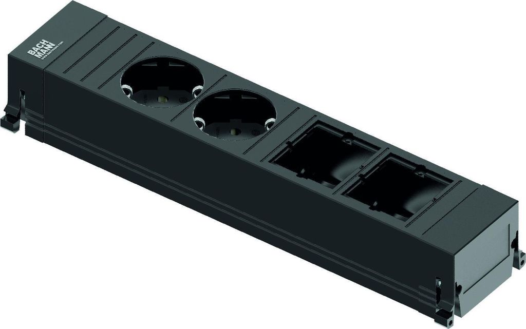 BACHMANN POWER FRAME Medium 2x Schutzkontakt 2x ABD Kunststoffprofil, schwarz