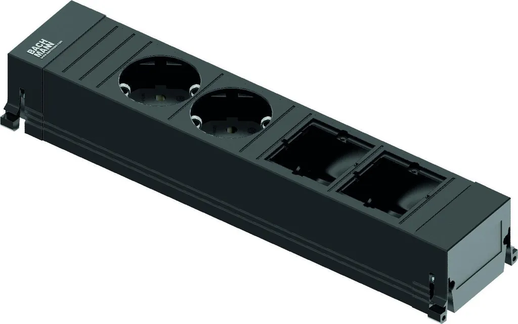 Bloc multiprise encastrable Bachmann Power Frame 2 ports noir et alu