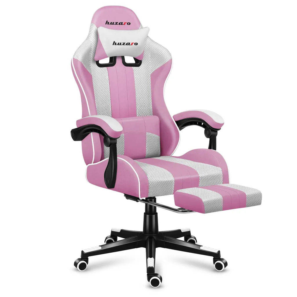 Fauteuil Gamer Inclinable 140° Huzaro Force 4.7 Rose avec Repose-pieds
