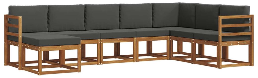 vidaXL Outdoor-Sofagarnitur mit Kissen 8 pcs Natur und Anthrazit