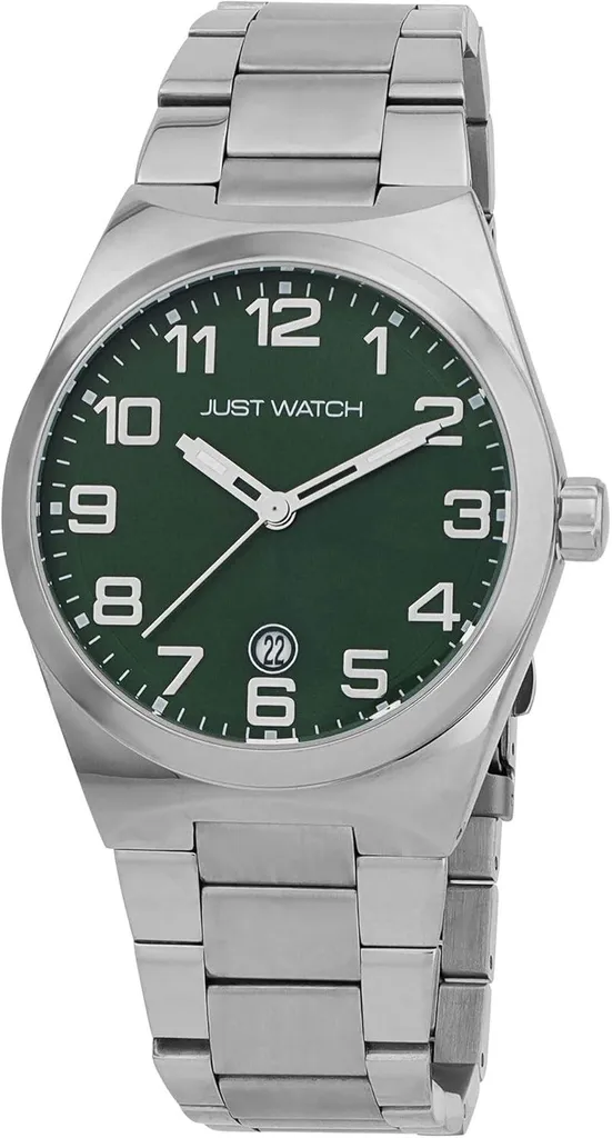 Orologio da uomo con bracciale in acciaio inossidabile, movimento al quarzo, datario, grandi numeri e lancette luminose - impermeabile 5 ATM, design elegante con chiusura déployante Orologio