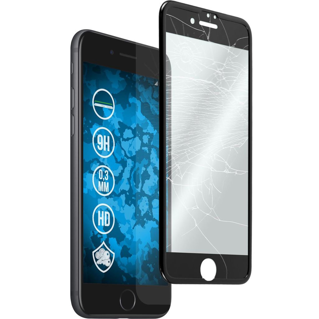 1er-Pack PhoneNatic Glas-Folie klar Shockproof schwarz kompatibel mit Apple iPhone 7 / 8 / SE 2020 - Panzerglas für iPhone 7 / 8 / SE 2020