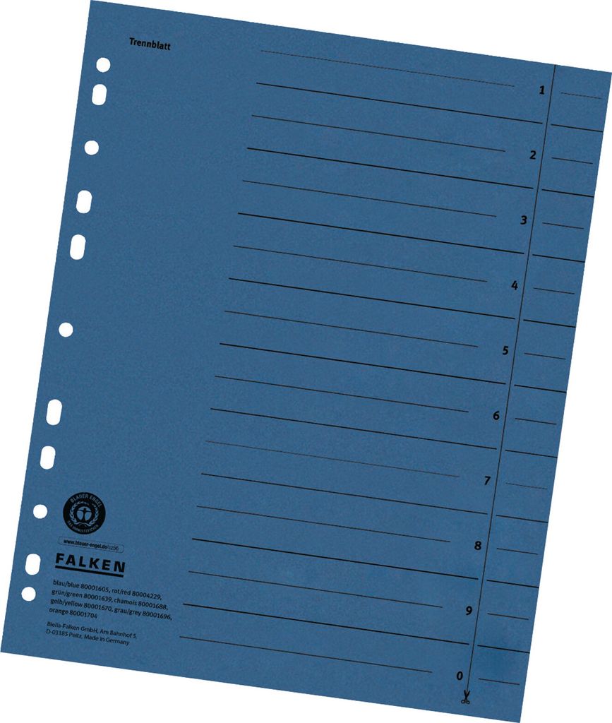 300 x FALKEN Trennblätter DIN A4 liniert Blau
