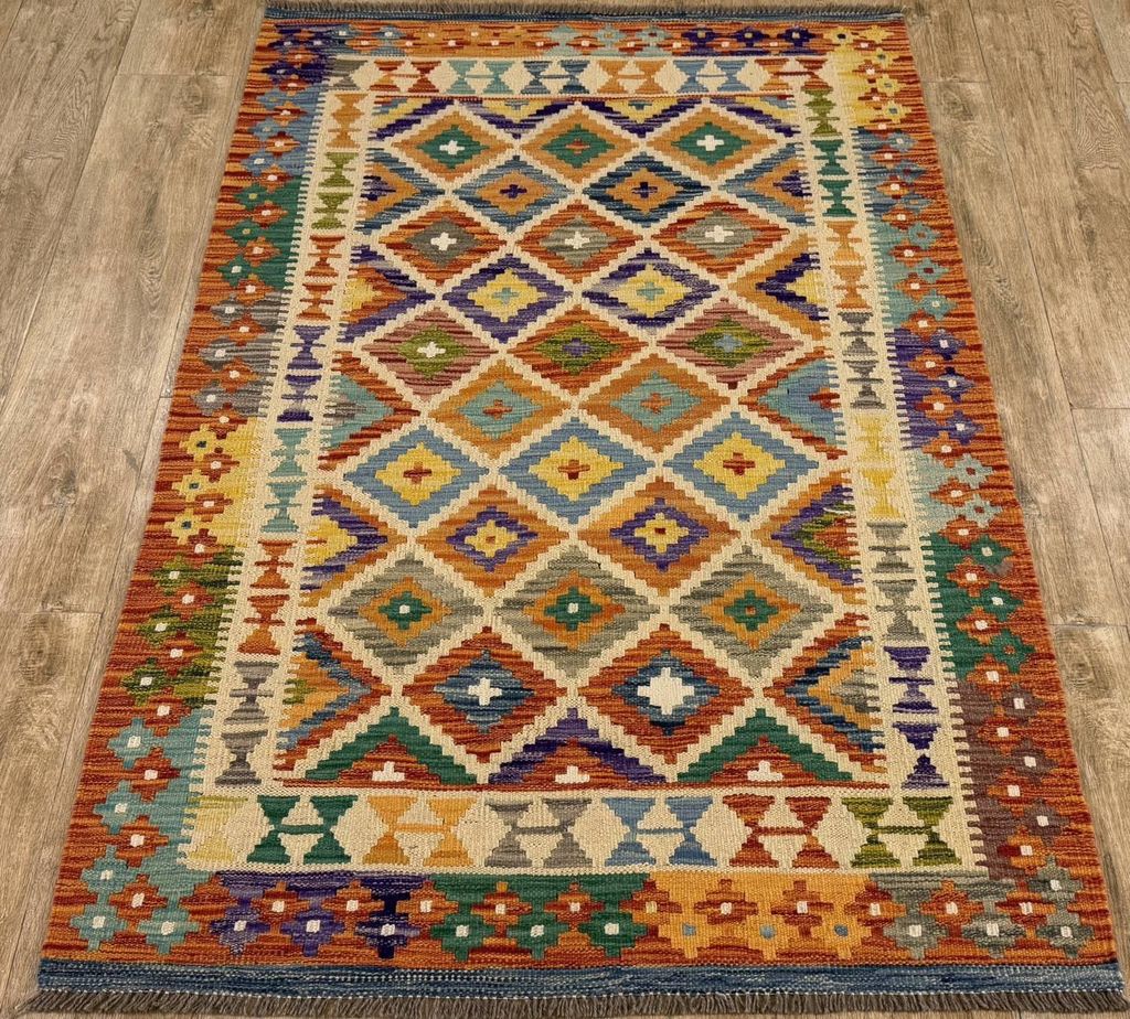 Teppich KELIM ORIGINAL | Farbe: Multi; Größe: 106x159 cm | strapazierfähig und leicht zu reinigen | Wohnzimmer | Schlafzimmer