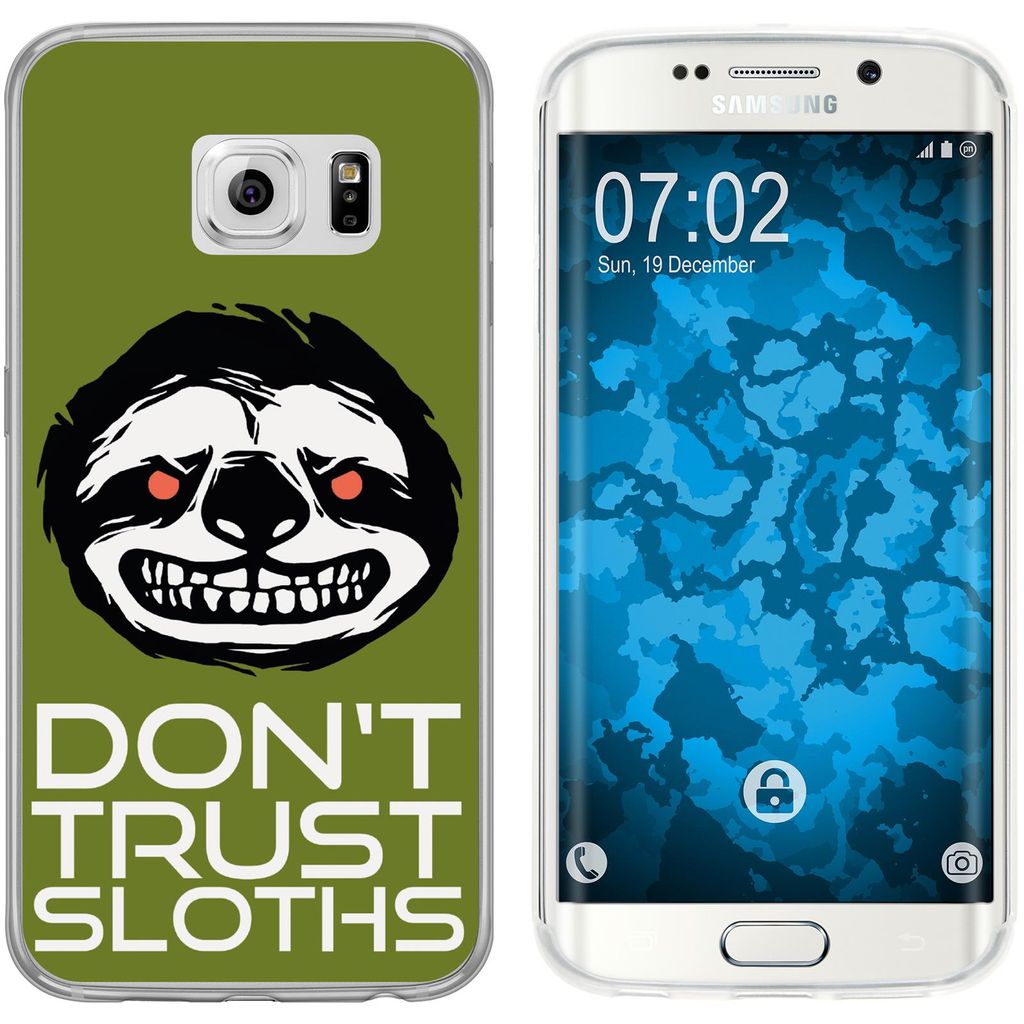 PhoneNatic Case kompatibel mit Samsung Galaxy S6 Edge Silikon-Hülle Crazy Animals Faultier M3