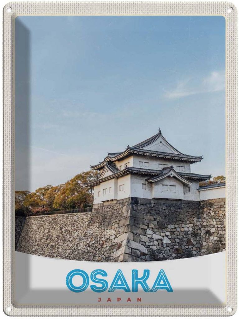 vianmo Blechschild 40x30 cm Osaka Japan Stadt Urlaub Asien Haus Bildmotiv Reisemotiv Abenteuer Reisen Straße