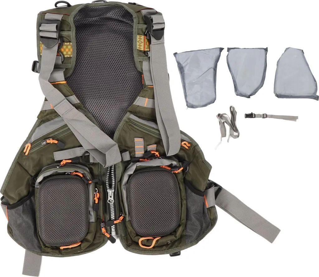 Gilet de pêche extérieur avec poches modulables armure de protection vert