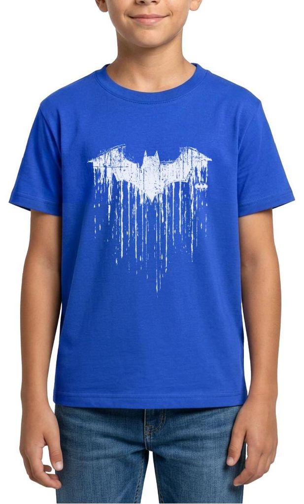 Spreadshirt DC Comics Batman Fledermaus Used Look Teenager T-Shirt, 152/164 (12-14 Jahre), Royalblau