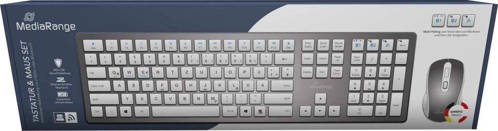 MediaRange Funk-Tastatur und optis. Funk-Maus Set QWERTZ Produktbild 
