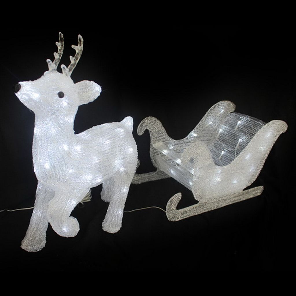 LEX XXL Acryl LED Rentier mit Schlitten 80 LEDs LK039R Produktbild 