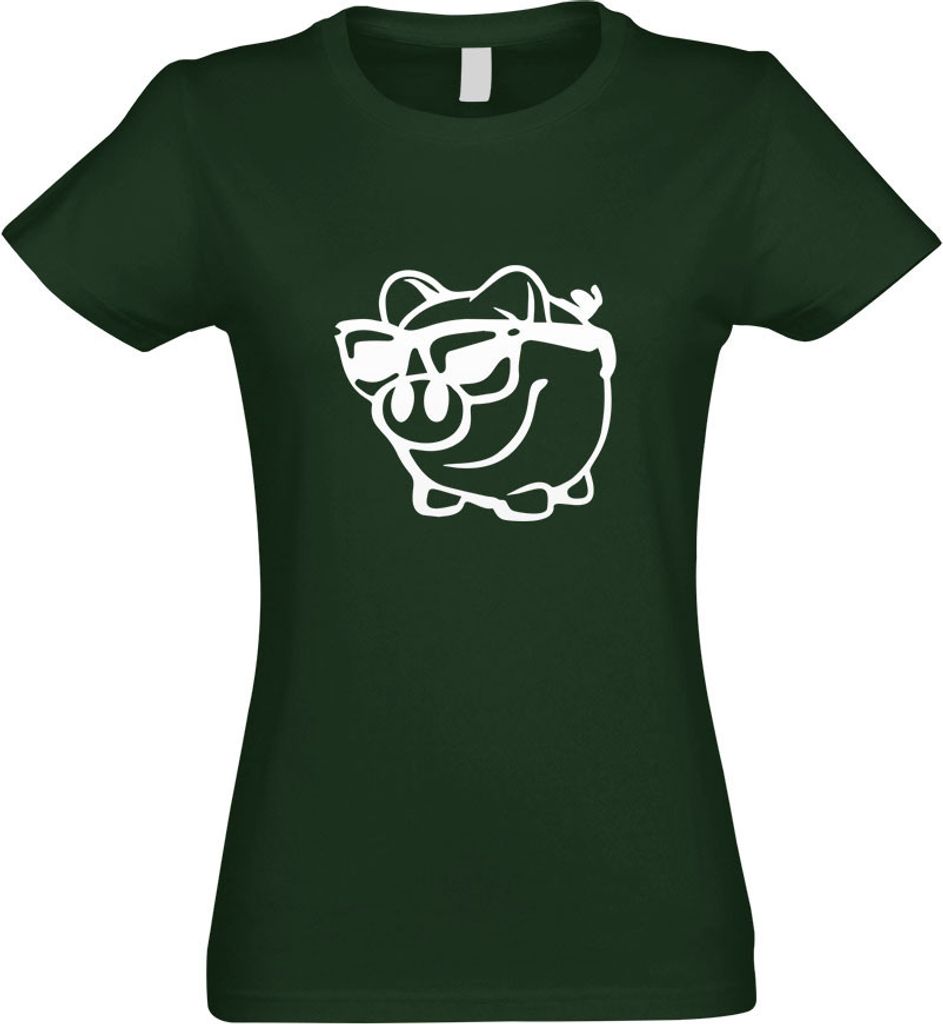 Kiwistar - T-Shirt tailliert - Damen - flaschengrün - Sparschwein Spardose - mit Motiv Bedruckt - Funshirt Design - Sport - Freizeit - Damen - XL