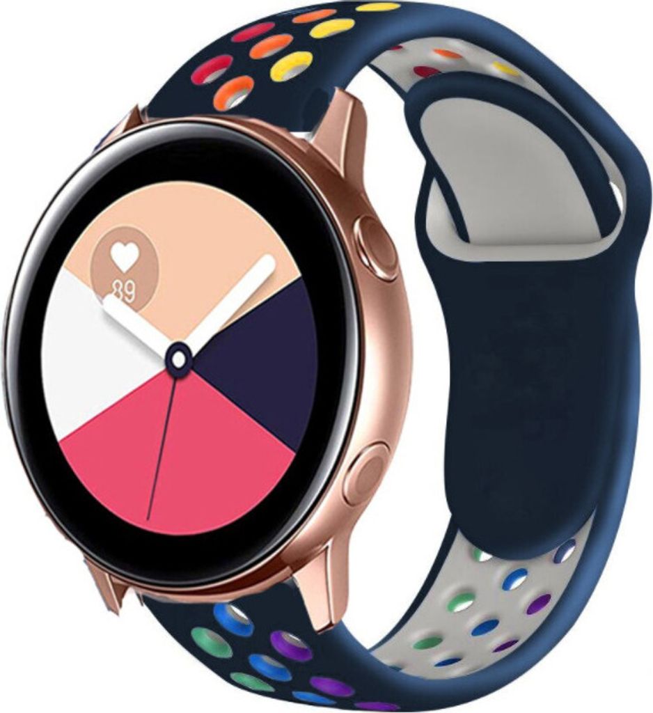 Strap-it Samsung Galaxy Watch Active / Active 2 Sportarmband (Bunt Dunkelblau)