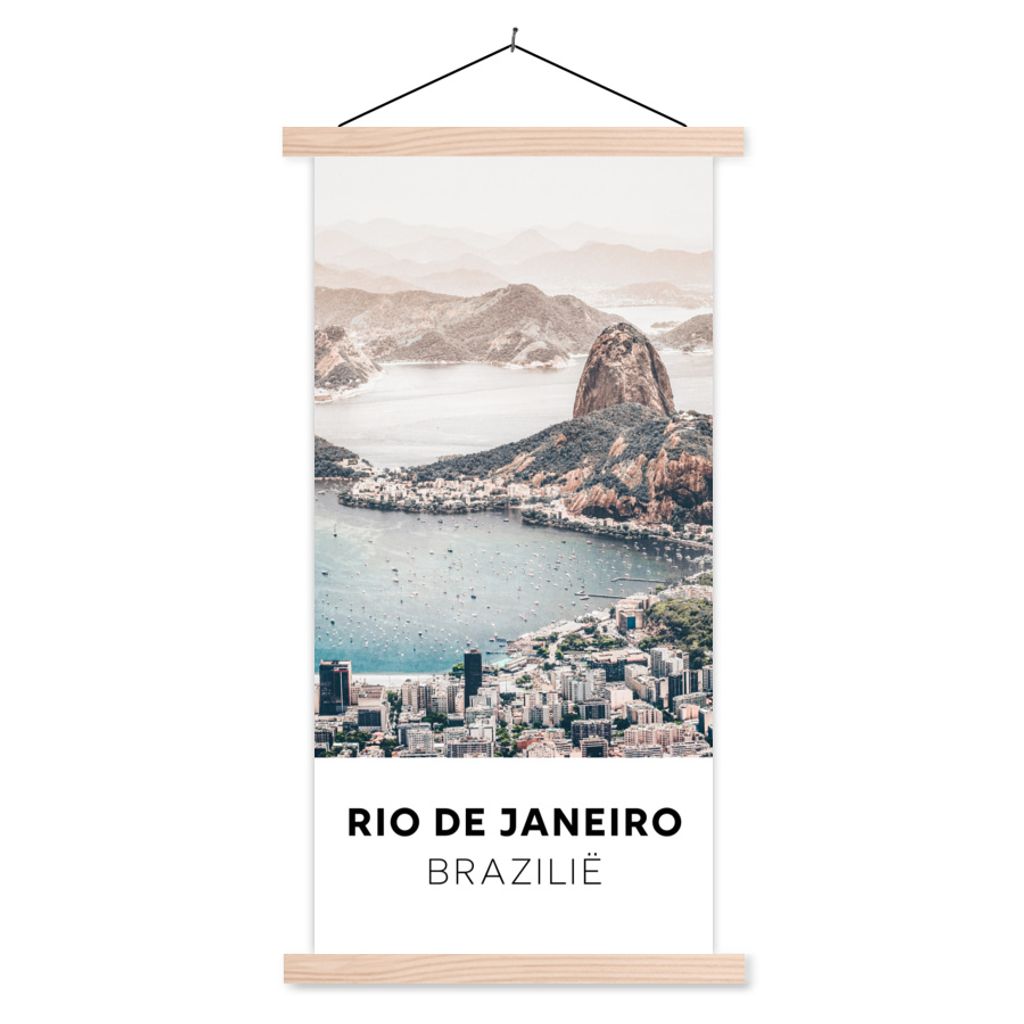 MuchoWow Textilposter Brasilien - Rio - Natur - Wasser 40x80 cm mit holzfarbenen Rahmen - Wohnzimmer