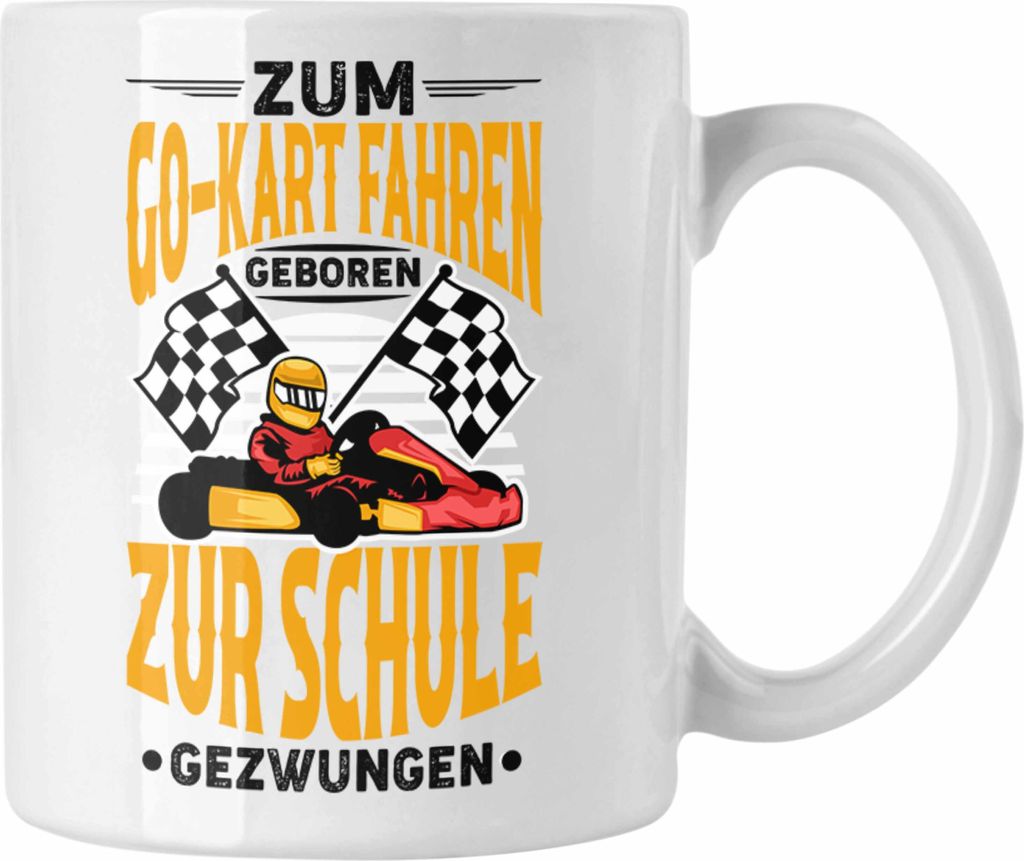 Trendation - Go Kart Fahrer Tasse Geschenk Eat Sleep Race Gokart Racing Rennfahrer Spruch (Weiß)