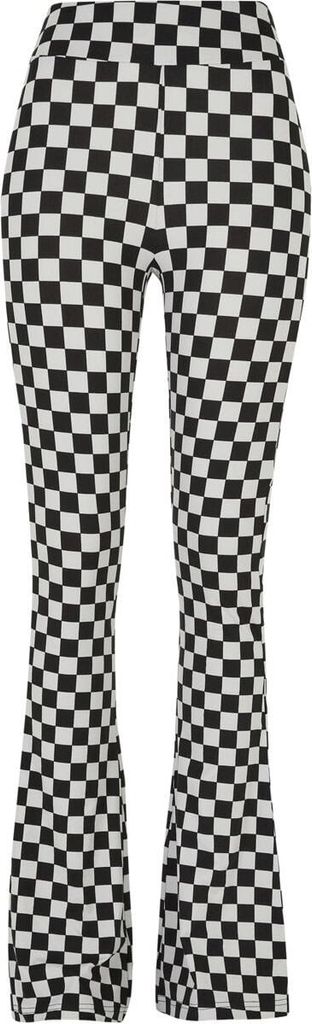 Urban Classics Leggings Damen Ladies Checked Boot Cut Leggings schwarz/weiß XL