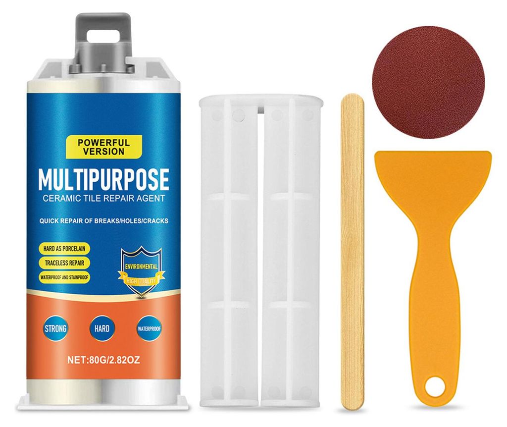 80-g-Fugenreparaturset mit Schaber, rundem Schleifpapier, Rührstab und Schiebestange. Wasserdicht. Geeignet für die Reparatur von Bodenfliesen in...