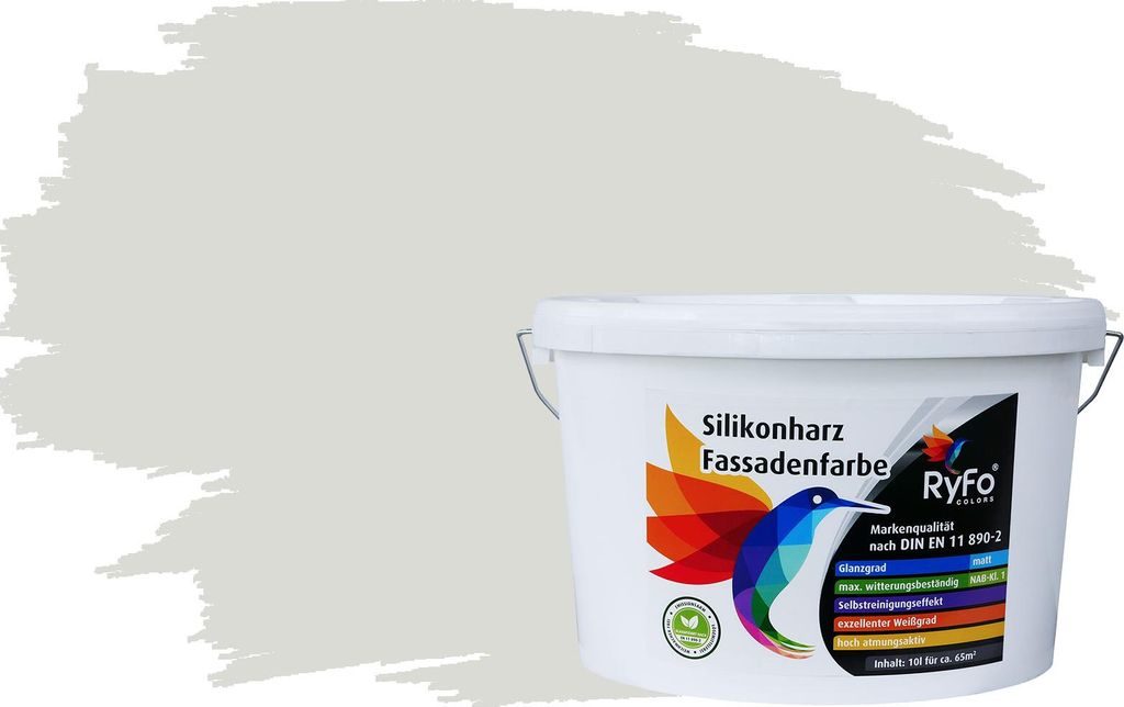 RyFo Colors Silikonharz Fassadenfarbe Lotuseffekt Trend Weißtöne Grauweiß 10l - bunte Fassadenfarbe, weitere Weiß Farbtöne und Größen erhäl...