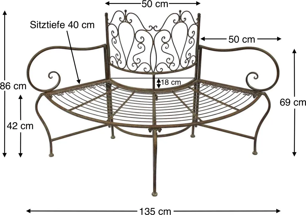 Banc de Jardin pour Arbre 135 cm Marron - Créez un Coin d'Ombre Relaxant - 2