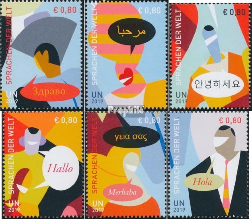 Briefmarken UNO - Wien 2019 Mi 1044-1049 (kompl.Ausg.) postfrisch Sprachen der Welt