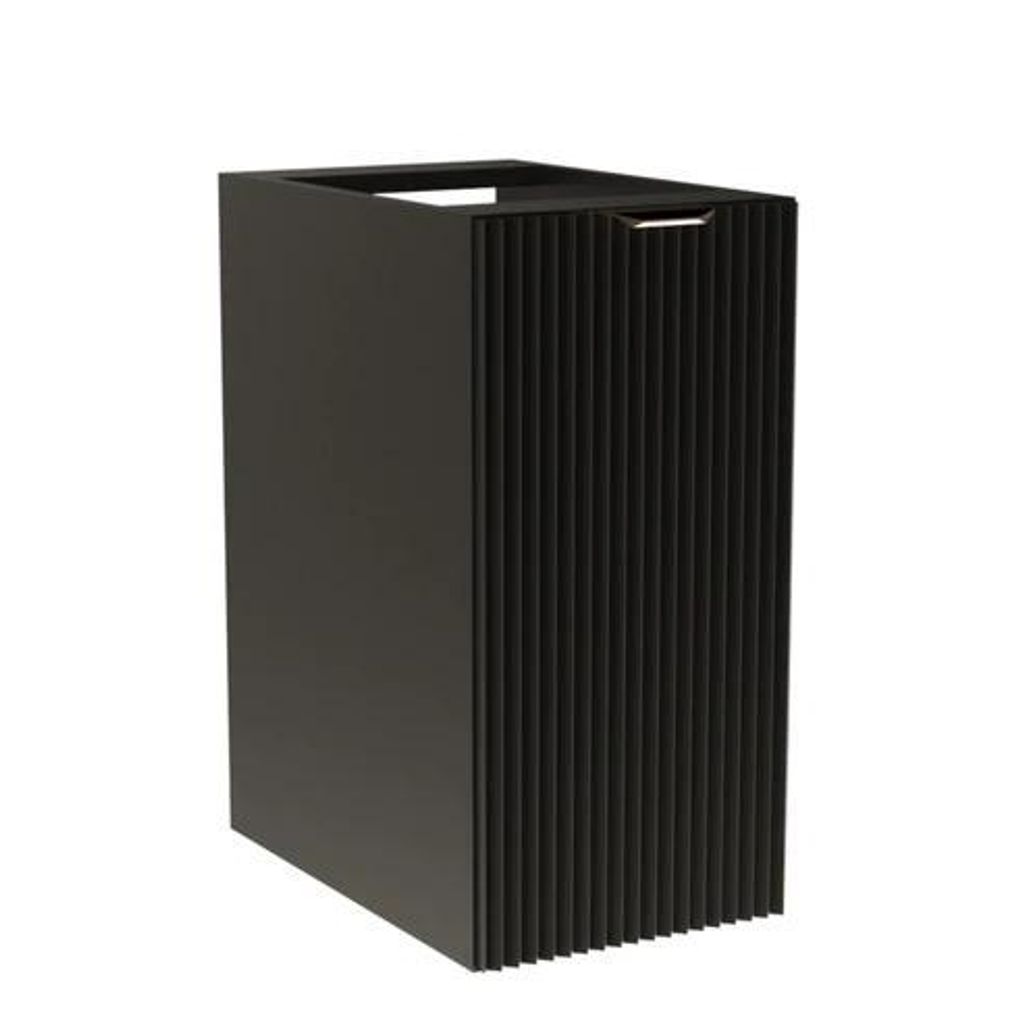 WENA Badezimmerschrank 30 cm, geriffelte Fronten, 1 Tür, Griffe aus Metall in der Farbe Gold Willy (Farbe: Schwarz)