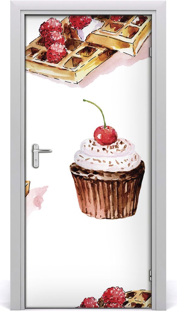 Tulup Türaufkleber 95x205 cm Dekorative Aufkleber Selbstklebend Wasserdichte Tapete Abnehmbar Schlafzimmer Wohnzimmer Wohnkultur - Muffins und Waf...