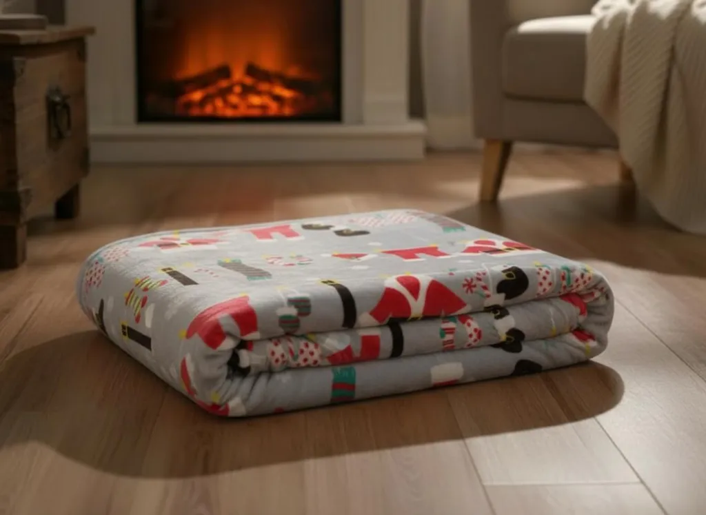 Coperta Natalizia Eurofirany 150x200 Babbo Natale Rossa e Argento
