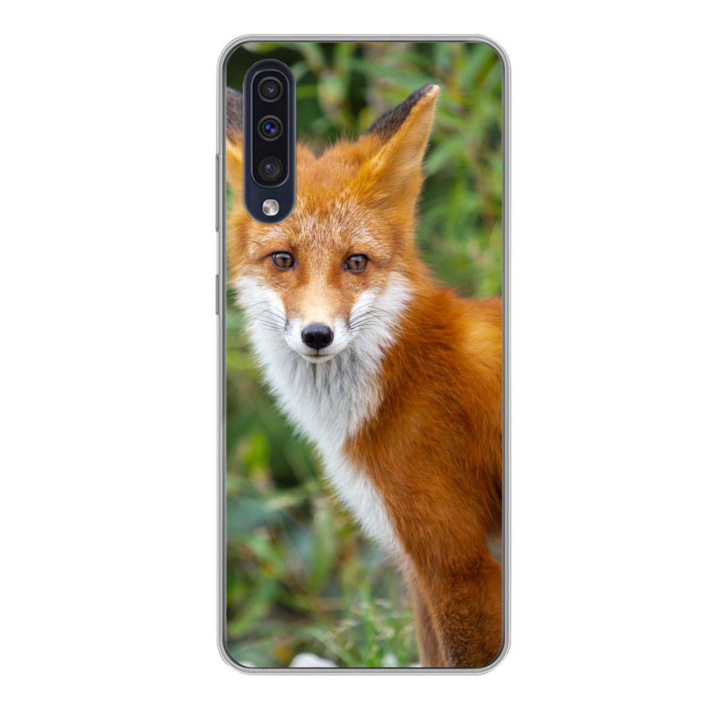 MuchoWow Handyhülle Schutzhülle Hülle für Samsung Galaxy A50 Fuchs - Orange - Wald Silikon Softcase Handy Hülle - Mobiltelefonhülle