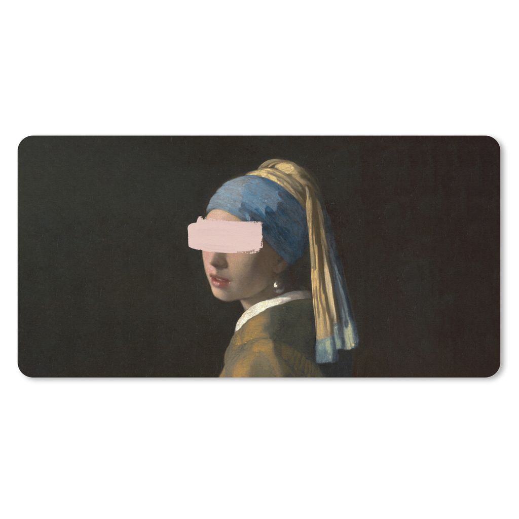 MuchoWow Schreibtischunterlage Das Mädchen mit dem Perlenohrring - Vermeer - Gemälde 80x40 cm - XXL Mauspad - Gaming Mauspad