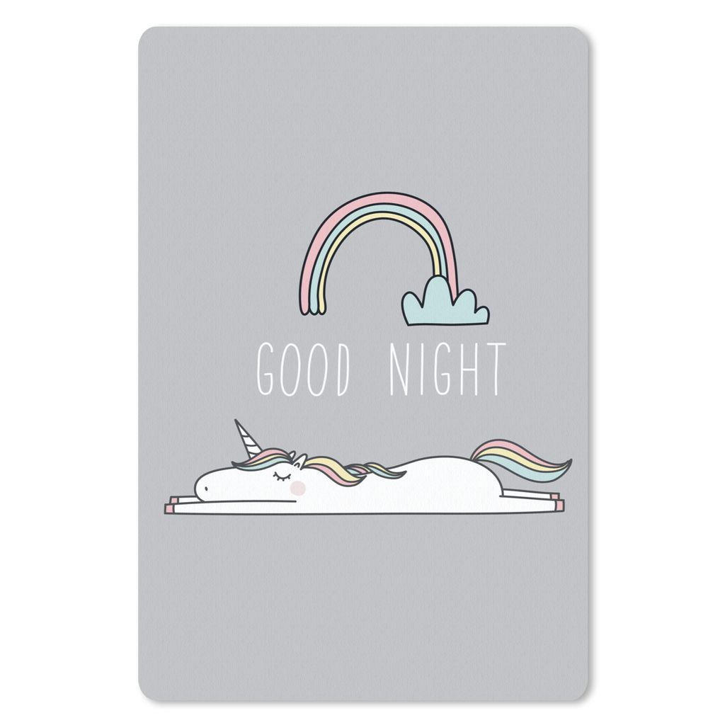 MuchoWow Mauspad Mousepad Einhorn - Regenbogen - Kinder - Zitate - Gute Nacht - Mädchen 40x60 cm - Mousepads - Maus Mat - Pad - Mausunterlage - ...