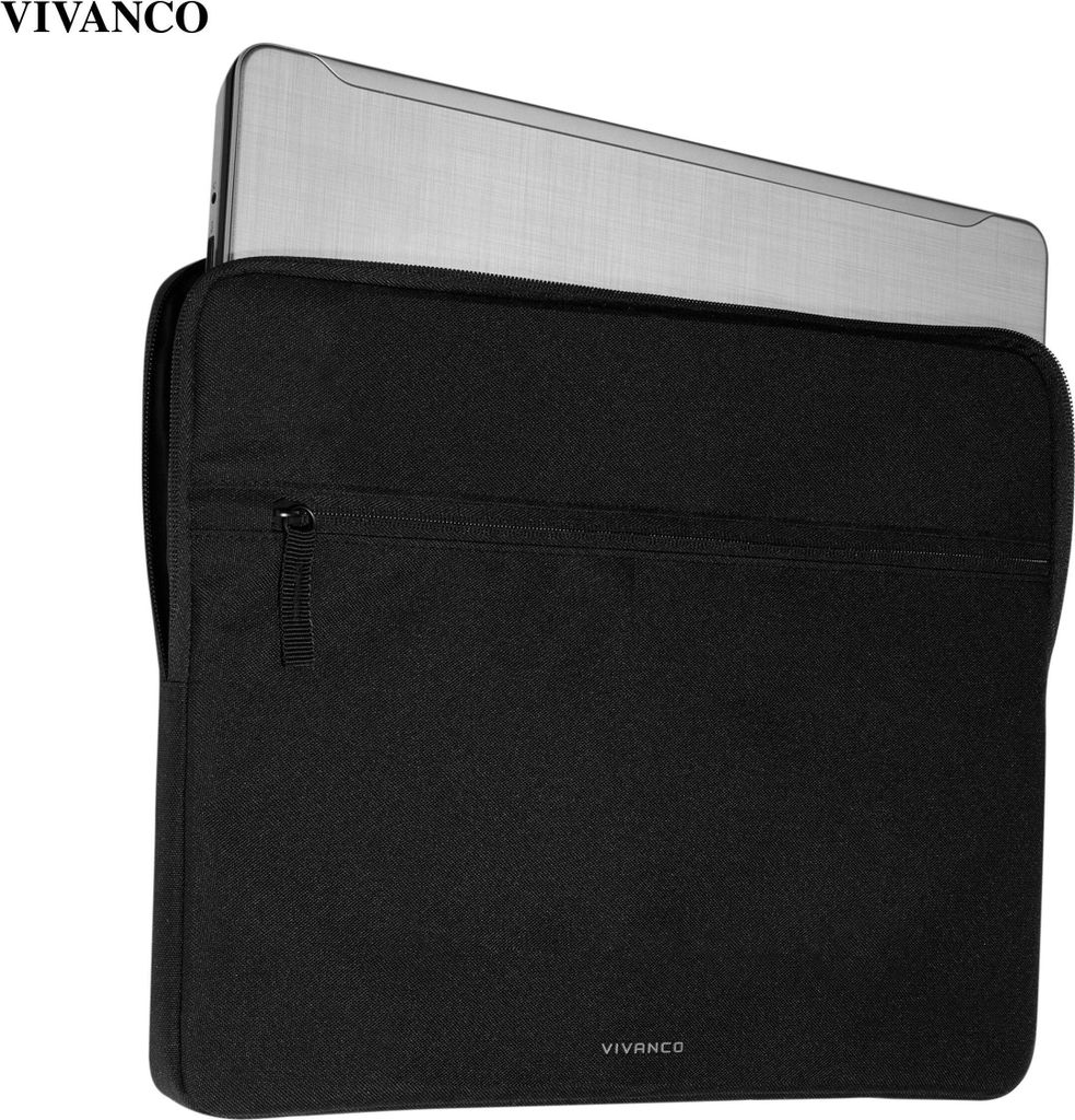 Umweltfreundliche VIVanco Notebooktasche PAUL, 15,6 Zoll, wasserabweisend, Neopren, mit Zubehörfach und Reißverschluss