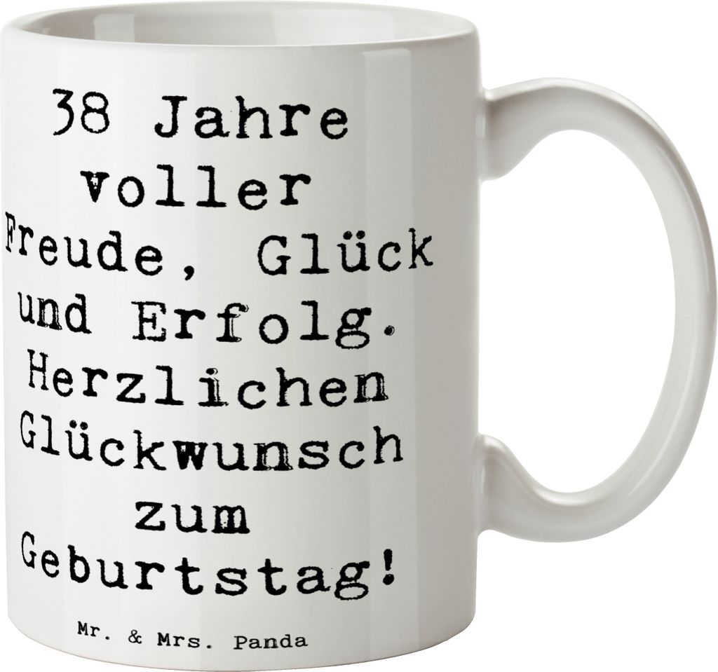 Mr. & Mrs. Panda Tasse Spruch 38. Geburtstag Freude - Weiß - Geschenk, Alter, Kaffeetasse, Happy Birthday, Erinnerungen, Trinkbecher, Becher, Glü...