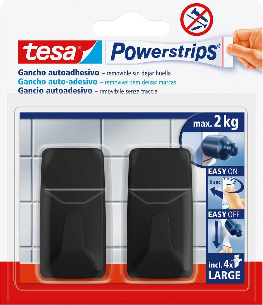 tesa Powerstrips Haken Large, rechteckig, 2 kg Image du produit 