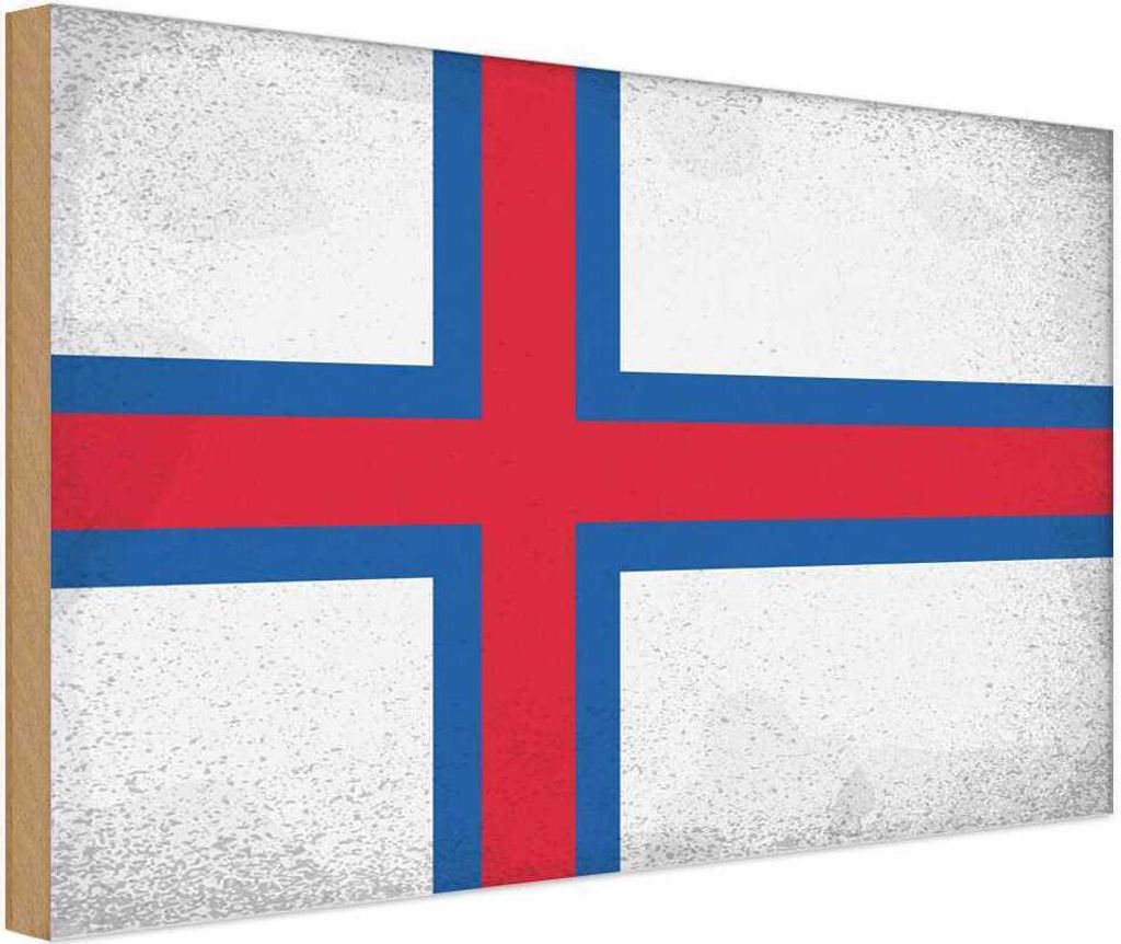 vianmo Holzschild 30x40 cm Färöer Faroe Islands Flagge Fahne Wappen