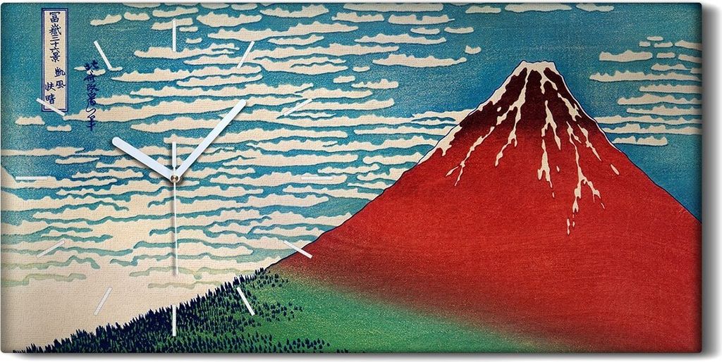 Wandkunst Leinwand Bild Uhr 60x30 Malerei Asiatische Berg Himmel Wolken Kunst - weiße Hände