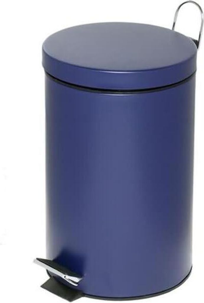 A blue pedal bin on a white background.
