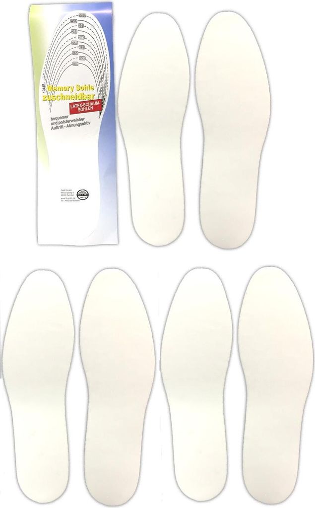 3 Paar Memory Foam Schuheinlagen Zuschneidbar Gr. 36-45 Produktbild 